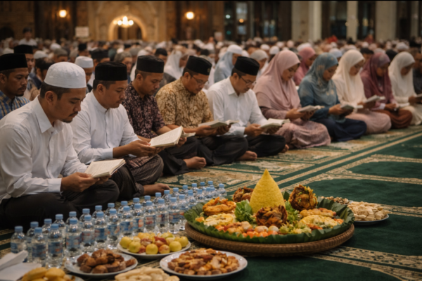 Jamaah membaca doa dan istighfar pada malam Nisfu Sya’ban 2026 menjadi tradis NU di Indonesia